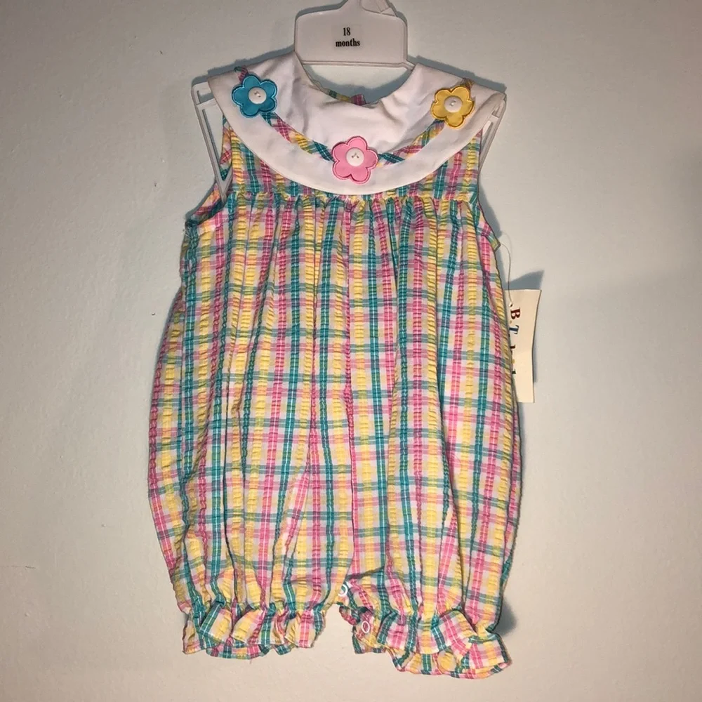 B.T Kids one piece checkered outfit size 18 months